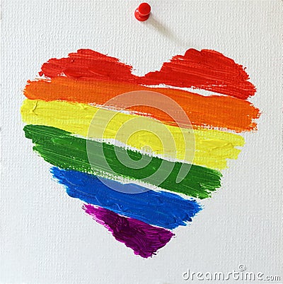 Gay lgbt flag painted rainbow heart Stock Photo