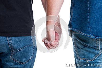 Gay men holding hands Stock Photo