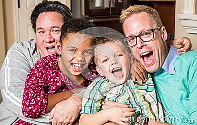 Gay Parents With Chidren Stock Photo