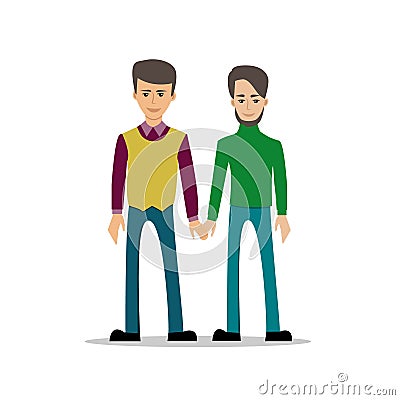 Gay people in casual clothing Vector Illustration