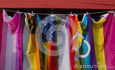Gay Pride Festival and Rainbow flags Stock Photo