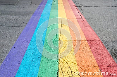 Gay pride flag crosswalk Editorial Stock Photo