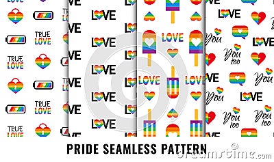 Gay pride seamless pattern background vector set Vector Illustration