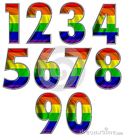 Gay rainbow flag numbers Stock Photo