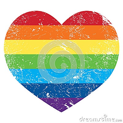 Gay rights rainbow retro heart flag Stock Photo