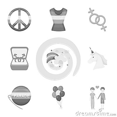 Gay set icons in monochrome style. Big collection of gay vector symbol Vector Illustration