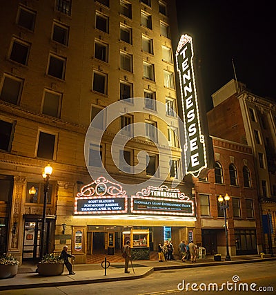 Gay Street, Knoxville, Tennessee, Night life in the center of Knoxville Editorial Stock Photo