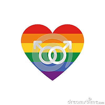 Gay symbol inside lgtbi heart vector design Vector Illustration