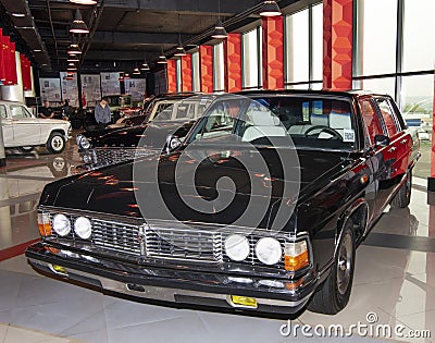 GAZ-14 `Chaika`-Soviet Executive car of a large class, assembly at the GAZ c 1977 to 1988- in the Museum of the Legend of the Editorial Stock Photo