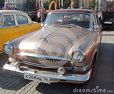 GAZ M21 Volga of the Series Three brown color Editorial Stock Photo