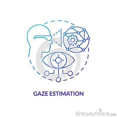 Gaze estimation blue gradient concept icon Cartoon Illustration