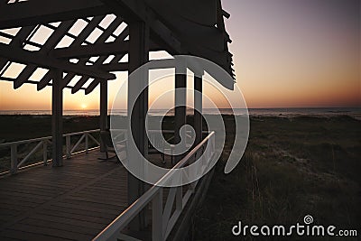 Gazebo at coast. Stock Photo