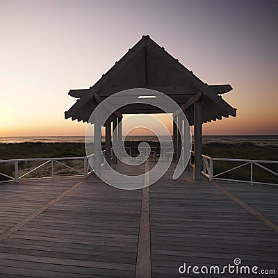 Gazebo at coast. Stock Photo