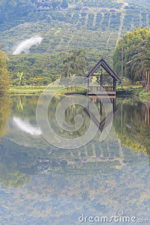 Gazebo pavilion near the lake Stock Photo