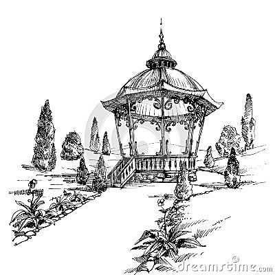 Gazebo sketch Vector Illustration