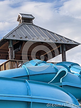 Gazebo water slide summer fun Stock Photo