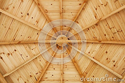 Gazebo wooden ceiling close up. Stock Photo