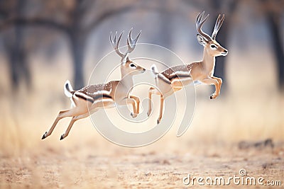 gazelles graceful leap captured close Stock Photo