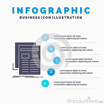 Gazette, media, news, newsletter, newspaper Infographics Template for Website and Presentation. GLyph Gray icon with Blue Vector Illustration