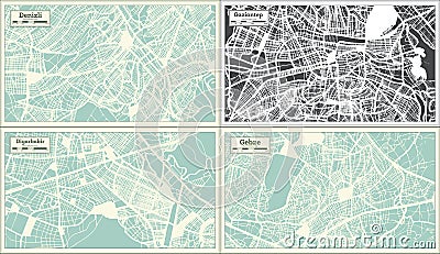 Gaziantep, Diyarbakir, Gebze and Denizli Turkey City Maps in Retro Style Stock Photo