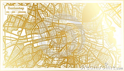 Gaziantep Turkey City Map in Retro Style in Golden Color. Outline Map Stock Photo