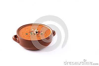 Gazpacho soup in crockpot Stock Photo