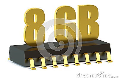8 Gb RAM or ROM memory chip for smartphone and tablet Stock Photo