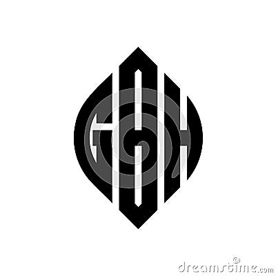 GBH circle letter logo design with circle and ellipse shape. GBH ellipse letters with typographic style. The three initials form a Vector Illustration