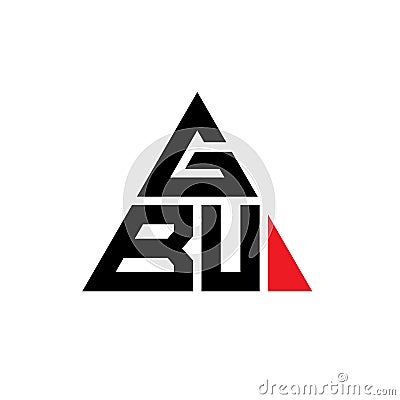 GBU triangle letter logo design with triangle shape. GBU triangle logo design monogram. GBU triangle vector logo template with red Vector Illustration
