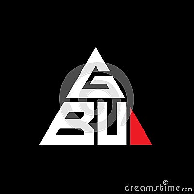 GBU triangle letter logo design with triangle shape. GBU triangle logo design monogram. GBU triangle vector logo template with red Vector Illustration