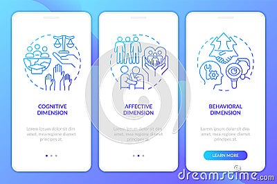 GCED conceptual aspects blue gradient onboarding mobile app screen Stock Photo