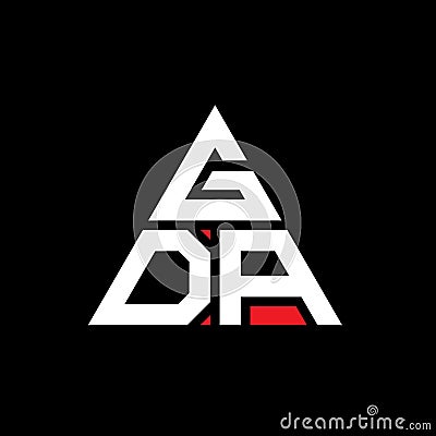 GDA triangle letter logo design with triangle shape. GDA triangle logo design monogram. GDA triangle vector logo template with red Vector Illustration