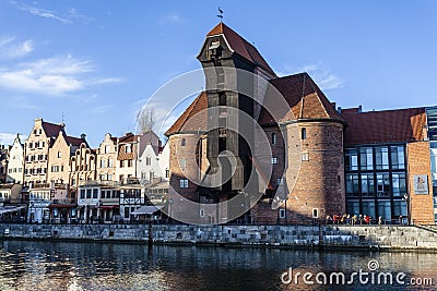 Gdansk Crane on the Motlawa`s Long Embankment in Gdansk, Poland Editorial Stock Photo