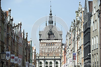 Gdansk Golden Gate And Historic Prison Tower Stock Photo