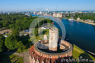 Gdansk. Medieval Wisloujscie Fortress Aerial View. Pomeranian Voivodeship, Gdansk, Poland Editorial Stock Photo