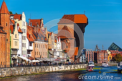 Gdansk old city in Poland with the oldest medieval port crane Stock Photo