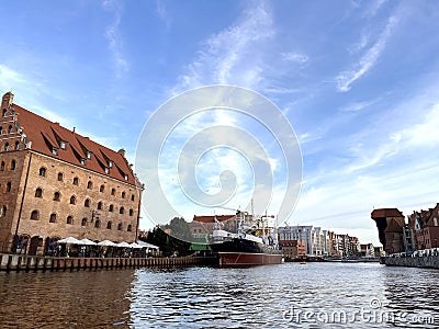 Gdansk old city in Poland with the oldest medieval port crane (Zuraw) in Europe. Old Town in Gdansk, Poland Stock Photo