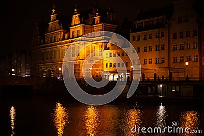 Gdansk, Poland 02.12.2022: Evening town and the old center near the waterfront Editorial Stock Photo