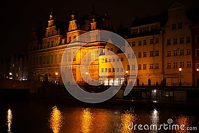 Gdansk, Poland 02.12.2022: Evening town and the old center near the waterfront Editorial Stock Photo