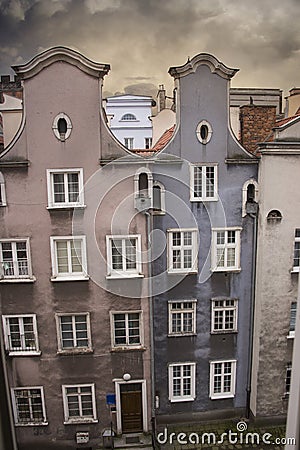 Gdansk, Poland, facade of burgher houses of the seventeenth century Stock Photo