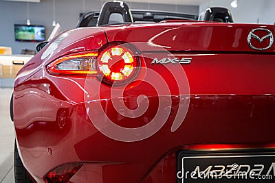 Mazda MX-5 in the car showroom Editorial Stock Photo