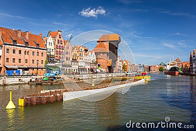 Gdansk, Poland - June 2, 2019: Architecture of the old town in Gdansk at Motlawa river, Poland. Gdansk is the historical capital Editorial Stock Photo