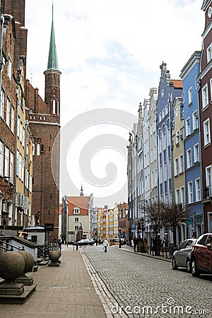 Gdansk Poland - May 2022 Mariacka Street - Ulica Mariacka on the old town. Old architecture historical place. Travel Editorial Stock Photo