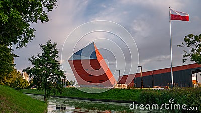 The Museum of the Second World War Muzeum II Wojny Swiatowej in cloudy summer day. Editorial Stock Photo