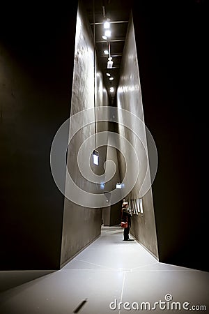 Gdansk, Poland - November 19, 2017: High corridor of the exhibition hall in the museum of the Second World War Editorial Stock Photo