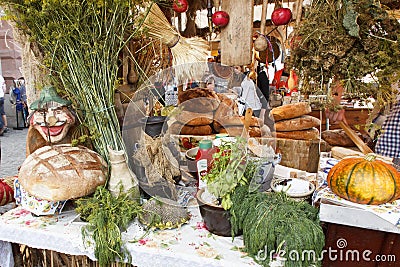 Market in the old part of Gdansk with many happy people on the street, nice summer dayK Editorial Stock Photo