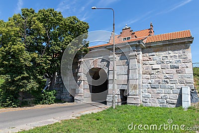 Gdansk, Pomeranian / Poland - July 19, 2019: Old buildings of the Zubr Bastion in Gdansk. Fortification erected by Prussia in Editorial Stock Photo