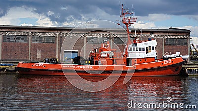 Gdansk Ship fire in the harbor Editorial Stock Photo