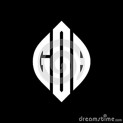 GDB circle letter logo design with circle and ellipse shape. GDB ellipse letters with typographic style. The three initials form a Vector Illustration