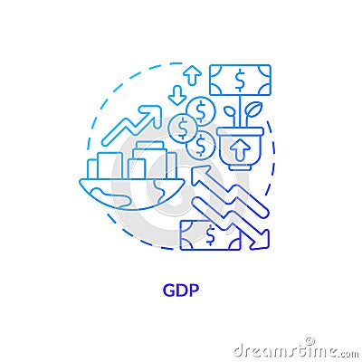 GDP blue gradient concept icon Vector Illustration